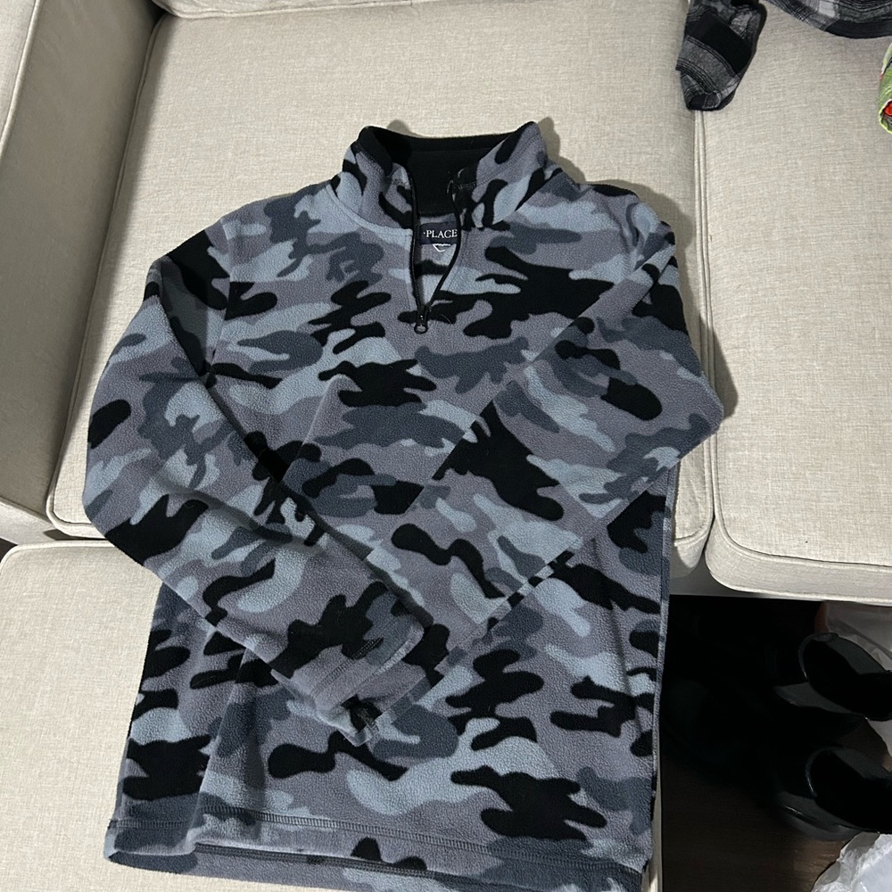 Boys Camouflage Quarter-Zip Pullover